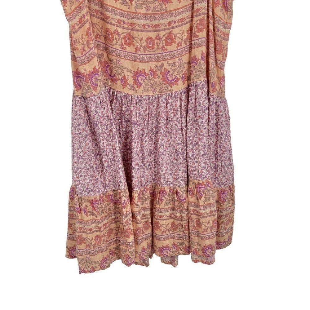 Lucky Brand Festival Boho Oversized Tiered Ruffle Baby Doll Dress Sz L‎ Pink - Picture 11 of 12